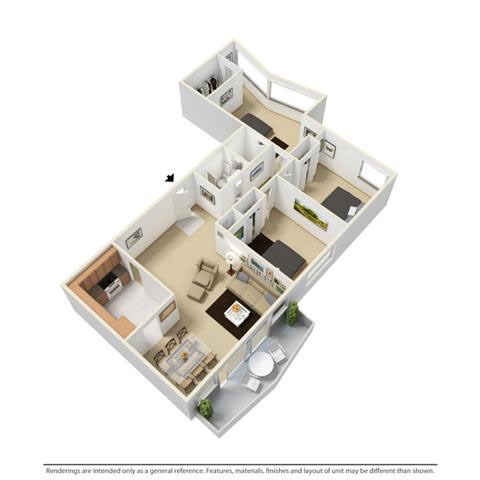 Floor plan for 3 beds, 1.5 baths, 1050 sqft
