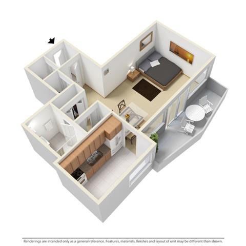 Floor plan for studio, 1 bath, 440 sqft
