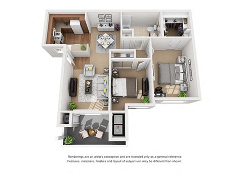 Floor plan for 2 beds, 1 bath, 840 sqft