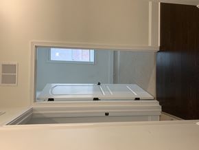 Evanston apartment for rent - a bath room with a bath tub in a window