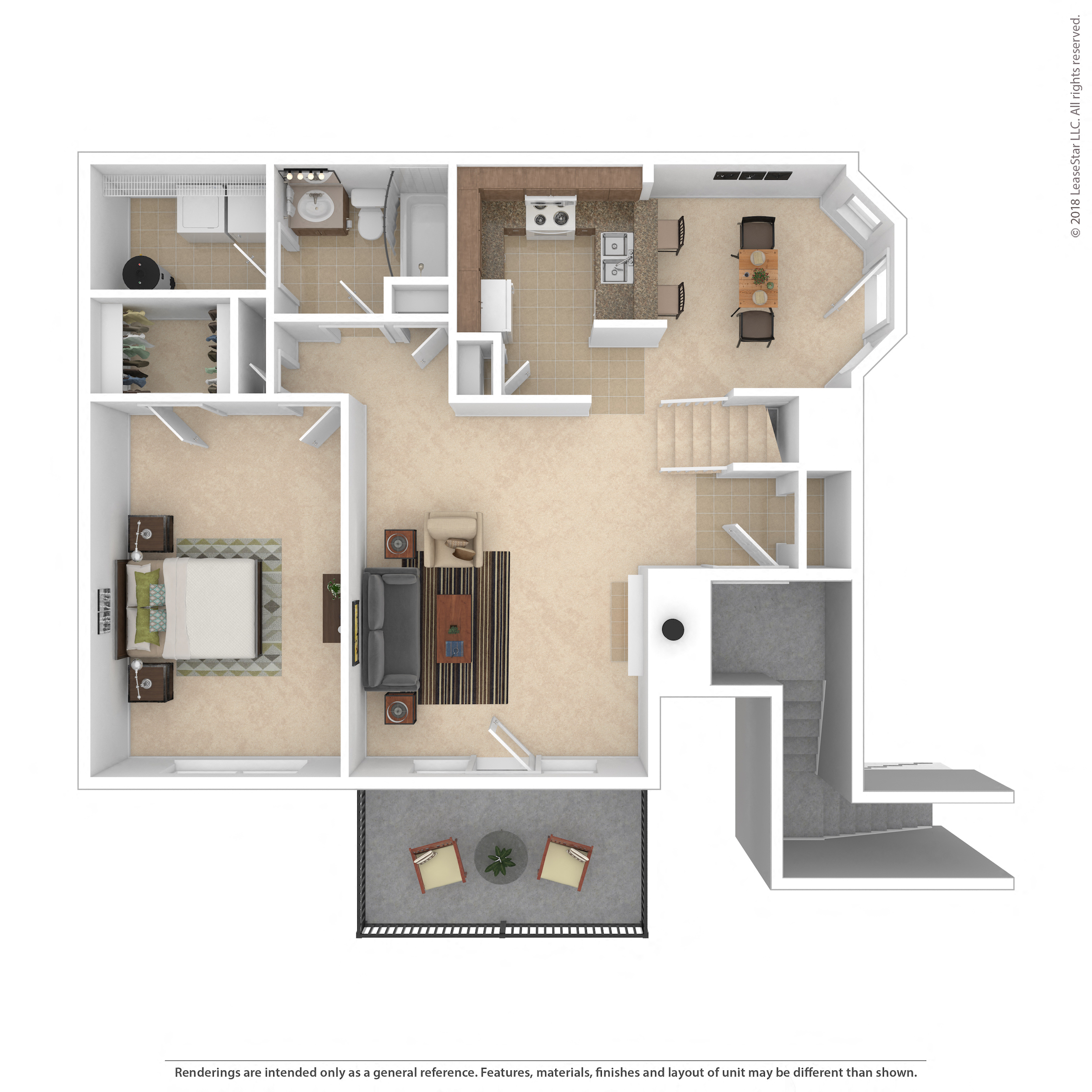 Floor plan for 1 bed, 1 bath, 829 sqft