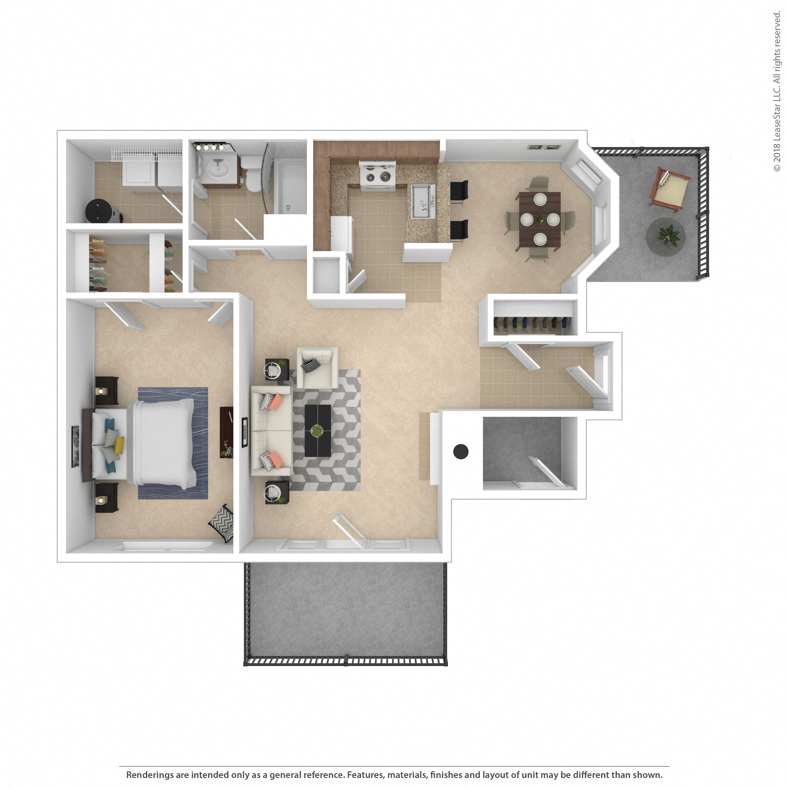 Floor plan for 1 bed, 1 bath, 826 sqft