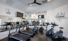 Hillsborough apartment for rent - a gym with various cardio machines and a tv