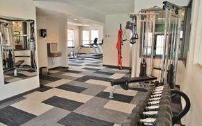 Littleton apartment for rent - a gym with weights and other equipment in a room