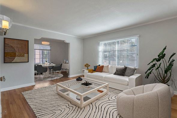 Denver apartment for rent - a living room with a couch and a coffee table