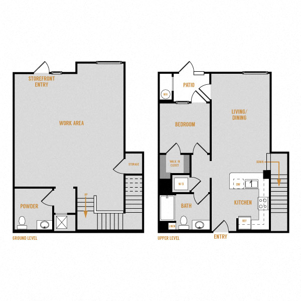 Floor plan for 1 bed, 2 baths, 1452 sqft
