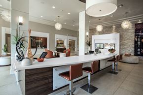 Woodland Hills apartment for rent - a large kitchen with a long counter and chairs