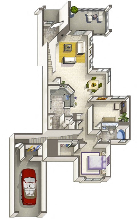 Floor plan for 1 bed, 1 bath, 1123 sqft