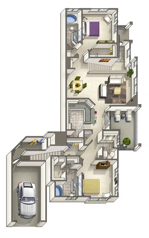 Floor plan for 2 beds, 2 baths, 1206 sqft