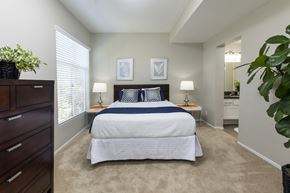 Dana Point apartment for rent - Bedroom with bathroom and window at Harbor Pointe, Dana Point, CA, 92629