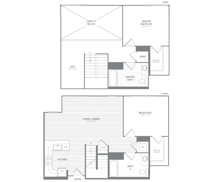 Floor plan for 2 beds, 2 baths, 1416 sqft