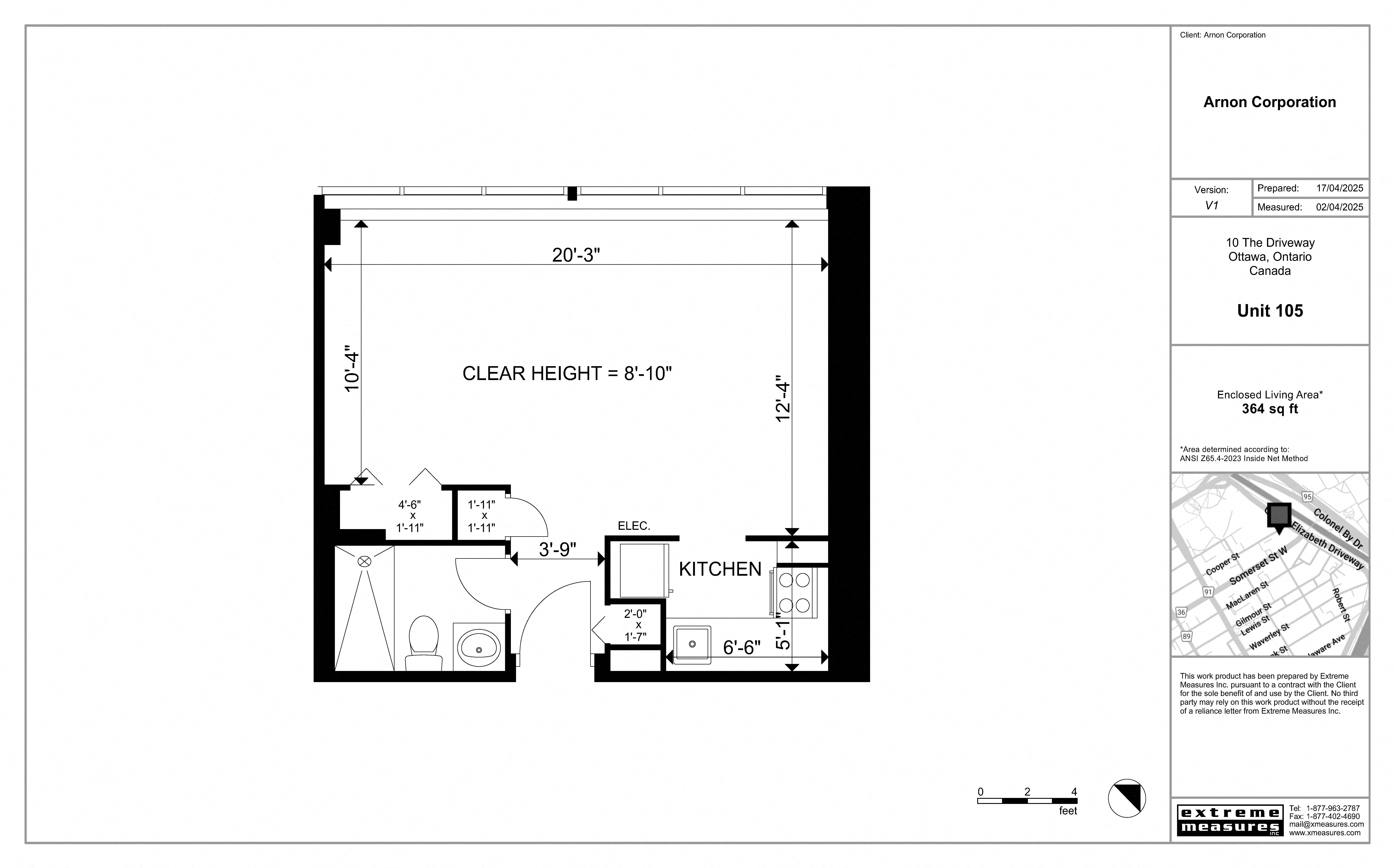Floor plan for studio, 1 bath