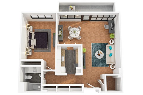 Floor plan for 1 bed, 1 bath