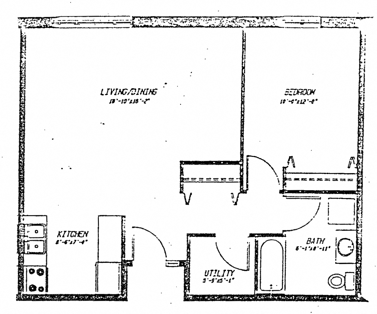 Floor plan for 1 bed, 1 bath, 720 sqft