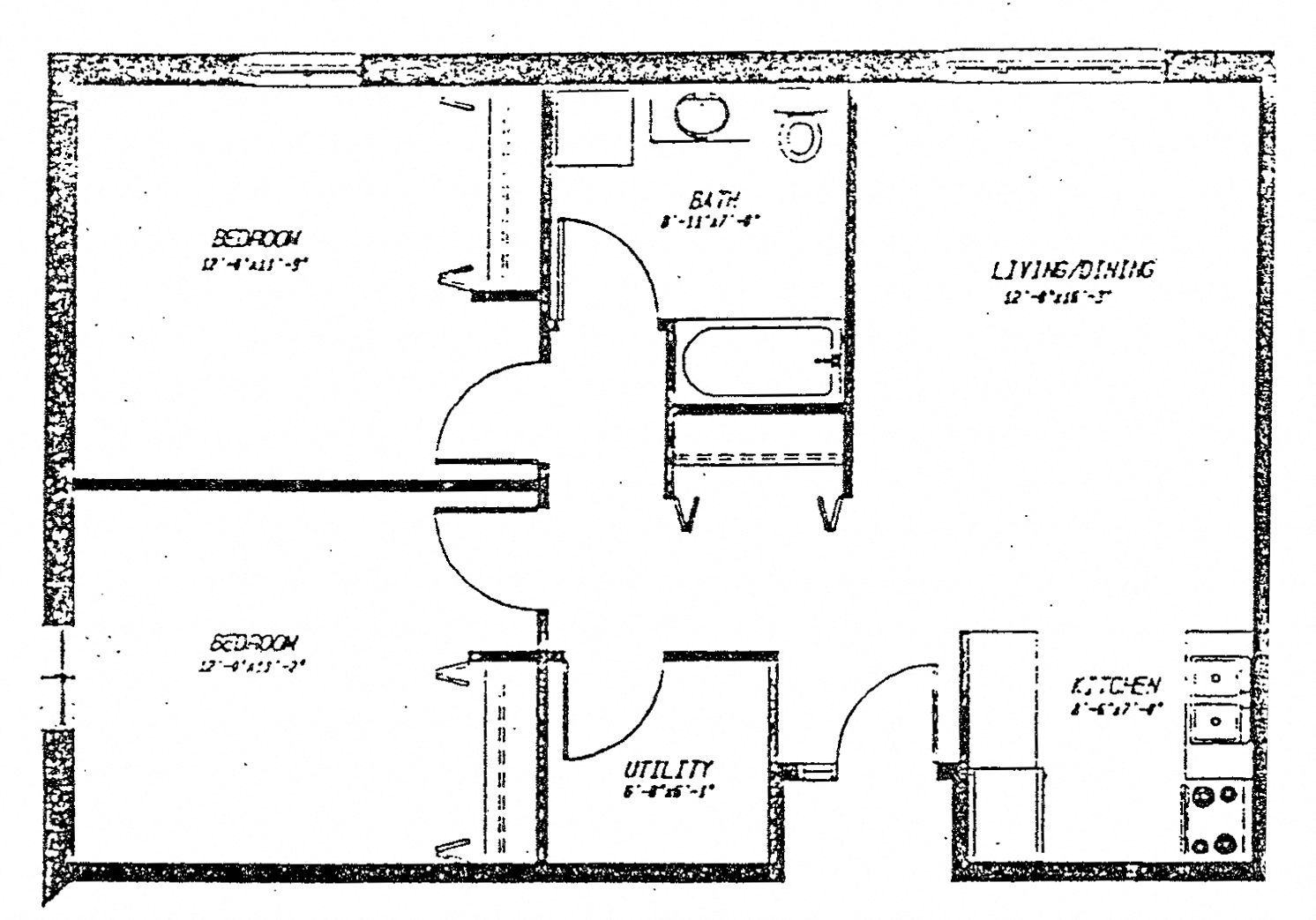 Floor plan for 2 beds, 1 bath, 800 sqft