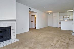 Weatherford apartment for rent - A living room with a fireplace and a carpet.