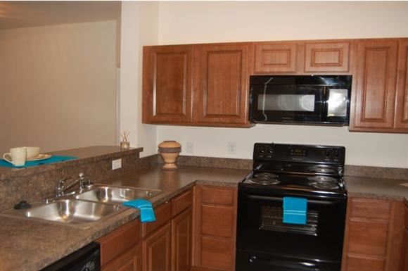 Weatherford apartment for rent - A black oven with a blue towel on it.