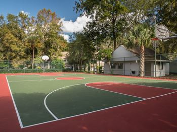 Lighted basketball courts