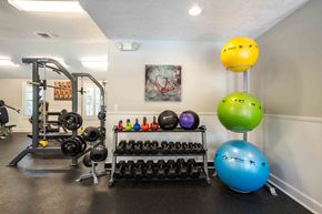 Gainesville townhouse for rent - the gym is stocked with dumbbells and other exercise equipment