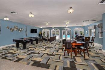 Recreation room with pool table