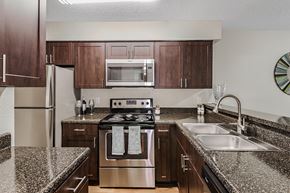 Lakeland apartment for rent - a kitchen with granite counter tops and stainless steel appliances