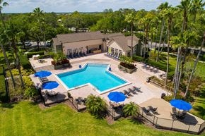 Lakeland apartment for rent - a swimming pool with umbrellas and chairs around a resort style pool