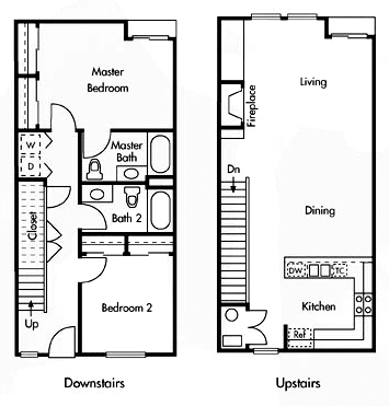 Floor plan for 2 beds, 2 baths, 1509 sqft