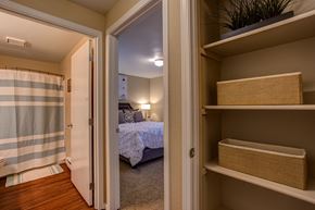 Hillsboro apartment for rent - Wooden shelves at Commons at Creekside Apartments, Hillsboro, OR