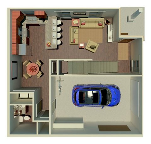 Floor plan for 2 beds, 2.5 baths, 1313 sqft