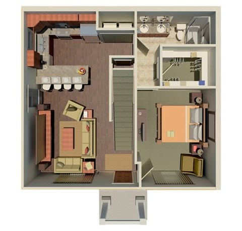 Floor plan for 3 beds, 2 baths, 1368 sqft