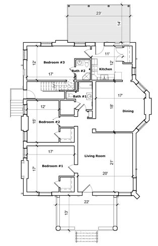 Floor plan for 3 beds, 2 baths, 2244 sqft