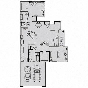 Floor plan for 2 beds, 2 baths, 1469 sqft