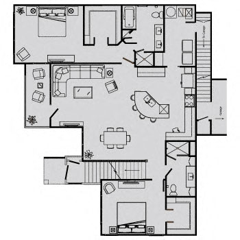 Floor plan for 2 beds, 2 baths, 1480 sqft