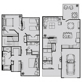 Floor plan for 3 beds, 2.5 baths, 1700 sqft