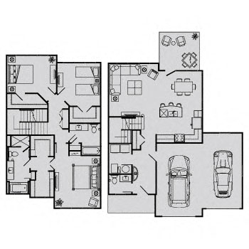 Floor plan for 3 beds, 2.5 baths, 1709 sqft