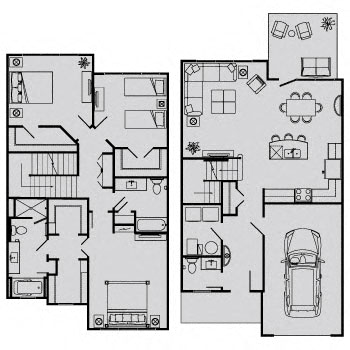 Floor plan for 3 beds, 2.5 baths, 1741 sqft
