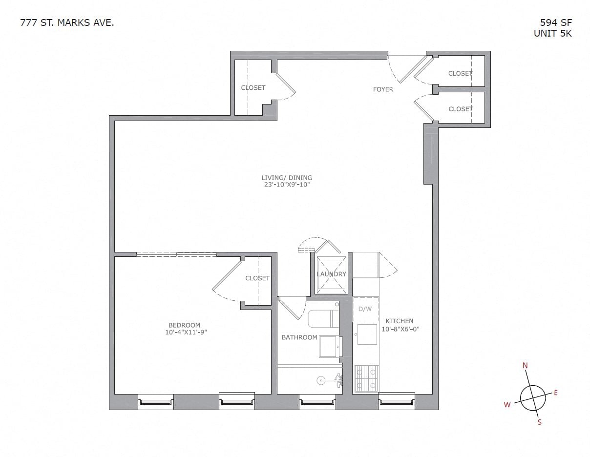 Floor plan for 2 beds, 1 bath, 800 sqft