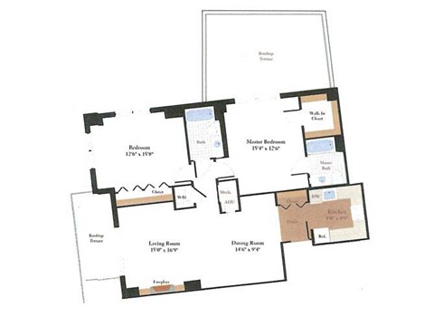 Floor plan for 2 beds, 2 baths, 1286 sqft