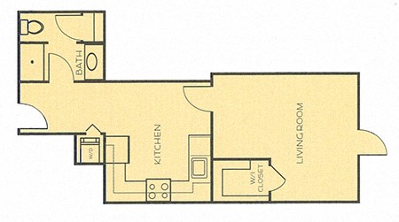Floor plan for studio, 1 bath, 540 sqft