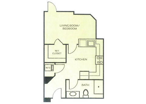 Floor plan for studio, 1 bath, 432 sqft
