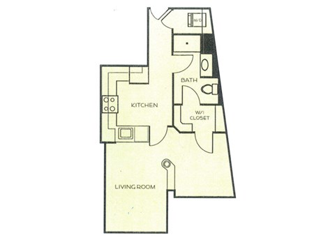 Floor plan for studio, 1 bath, 625 sqft