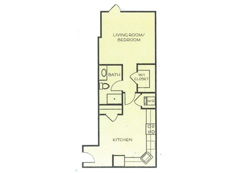 Floor plan for studio, 1 bath, 560 sqft