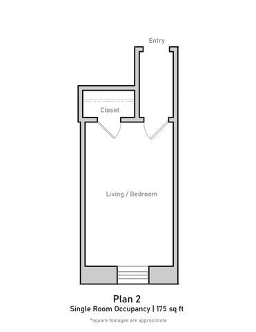 Floor plan for studio, 175 sqft