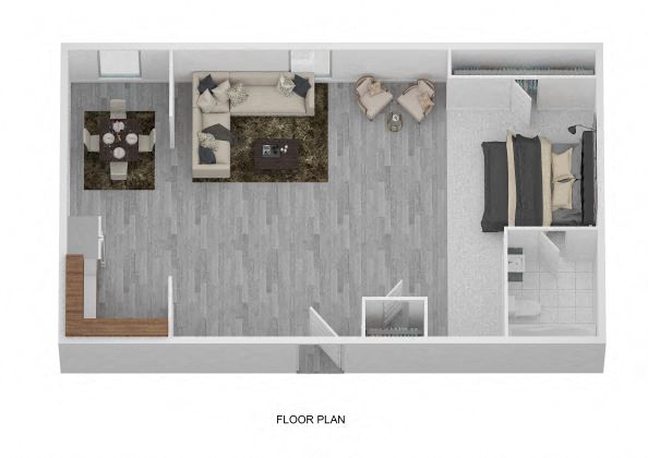 Floor plan for studio, 1 bath, 331 sqft