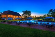 Huntingdon Valley apartment for rent - Lit up pool by clubhouse at night.