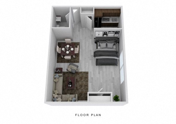 Floor plan for studio, 1 bath, 476 sqft