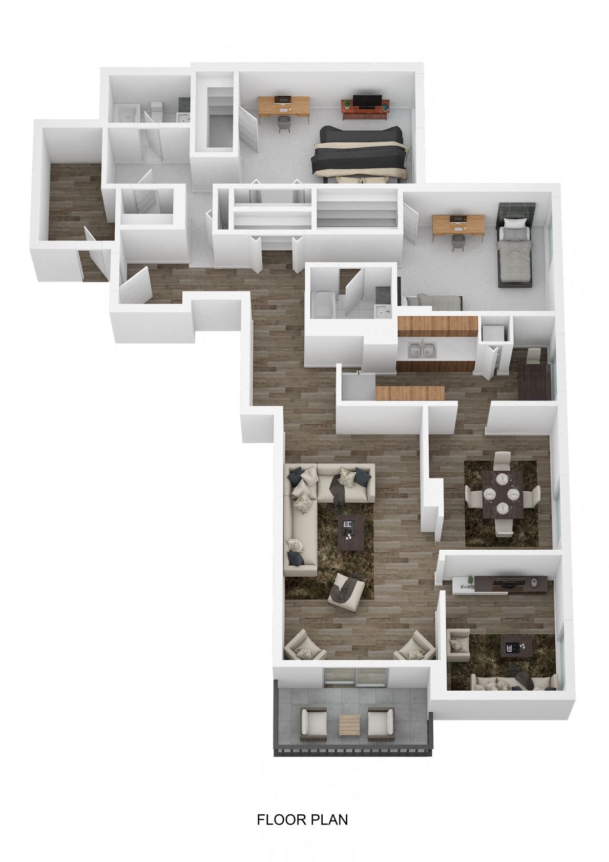 Floor plan for 3 beds, 2 baths, 1713 sqft