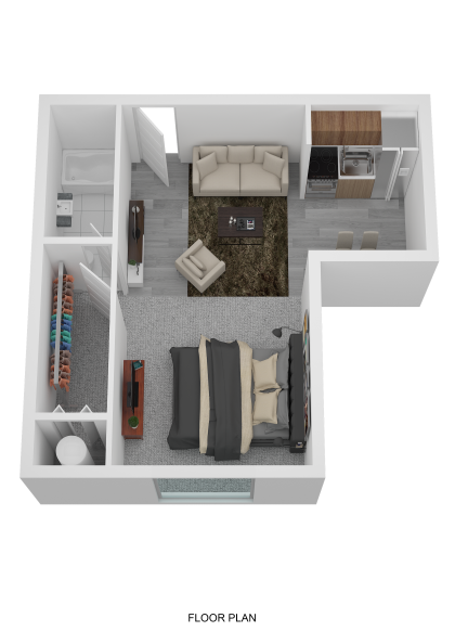 Floor plan for studio, 1 bath, 429 sqft