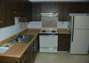 Nashwauk apartment for rent - an empty kitchen with a stove and a sink
