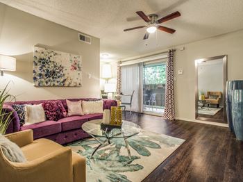 Spacious living room with private balcony